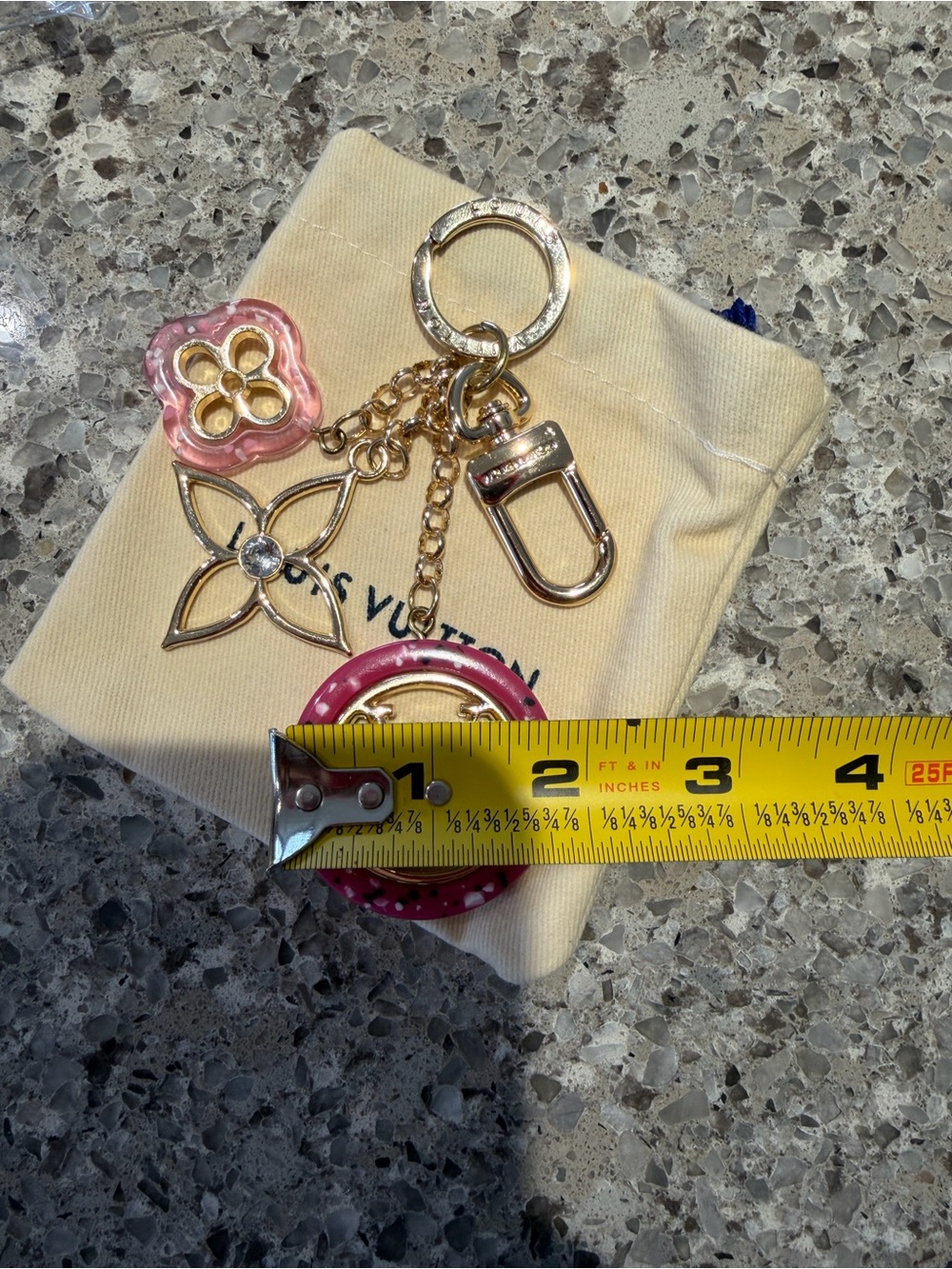 Louis Vuitton Pink & Gold Monogram Flower Key Holder Charm - Picture 11 of 14
